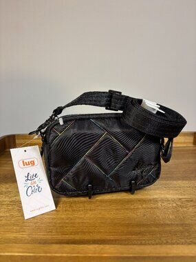 Lug Coupe SE Black Rainbow Quilted Nylon Small Crossbody New